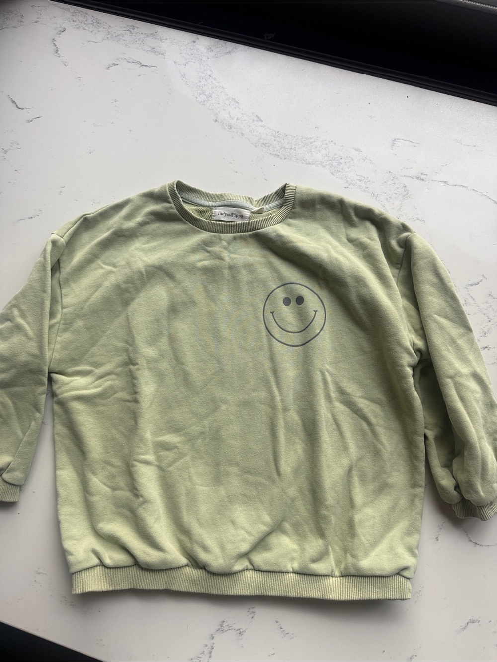 Indy and Pippa Smiley Jogger Set sweatshirt and sweatpants Green Color Size 6T - Picture 7 of 10